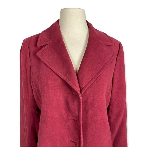 ANN TAYLOR blazer jacket 10 Burgundy Long Sleeve 4 Button - Picture 3 of 11